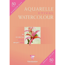 Etui de 50 Feuilles Aquarelle Etival Watercolour Grain Torchon 300g