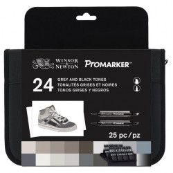 Pochette de 24 Marqueurs à alcool Promarker - tonalités grises et noires