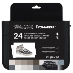 Pochette de 24 Marqueurs à alcool Promarker - tonalités grises et noires