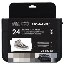 Promarker Trousse de 24 tonalités grises et noires