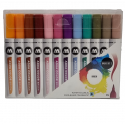 Pochette de 12 marqueurs Aqua Color Brush Basique 2 - Molotow