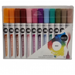 Marqueurs Aqua Color Brush pochette de 12 Basique 2 - Molotow