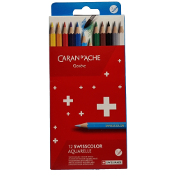 Pochette de 12 Crayons Swisscolor Aquarelle Caran d'Ache