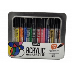 Boite métallique de 12 marqueurs Pointe 1.2mm - Pébéo