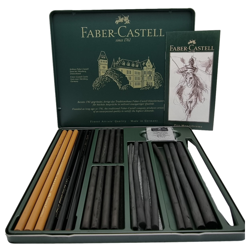 Fusain Faber-Castell PITT Extra Doux - Bâton Compressé Noir Intense Pour Dessin Et Croquis