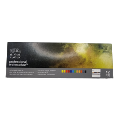 Coffret Black Box de 12 demi-godets d'Aquarelle Extra fine + 12 vides - Winsor&Newton