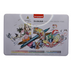 Coffret de 72 couleur Fineliners / Brush Pens - Bruynzeel