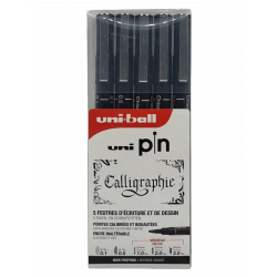 Set x5 feutres uni Pin Calligraphie - Uni-Ball