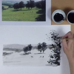 Dessiner à l'encre de chine, Une plaine verdoyante