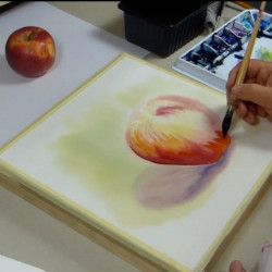 Peindre Une pomme base humide à l'aquarelle