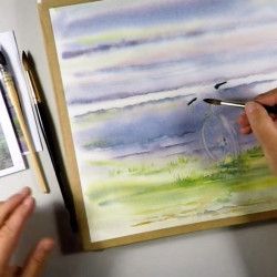 Un vélo abandonné dans un écrin à l'aquarelle