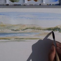 Carnet de Voyage : Aquarelle sur une plage du Nord