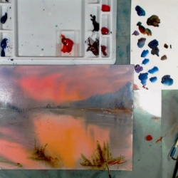 Application avec un paysage aux couleurs chaudes