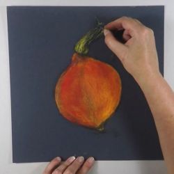 Une nature morte au pastel : Un potiron