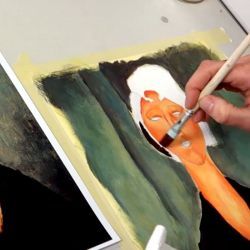 Un visage à l'Acrylique façon Modigliani