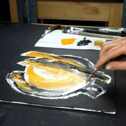 Huile abstraite au couteau et pinceau