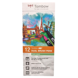 Coffret de 12 Feutres double pointe Ton pastel - Tombow - ABT