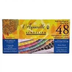 Coffret en métal de 48 1/2godets d'aquarelle au miel - Sennelier