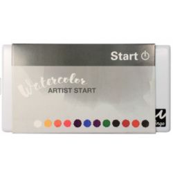 Boîte plastique Aquarelle fine Start 12 demi-godets + pinceau réservoir - Wingo