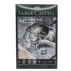 Pochette 8 feutres Pitt Black & Grey - Faber Castel