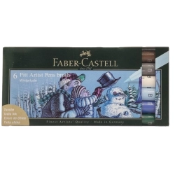 Pochette 6 feutres Pitt Winterlude - Faber Castel