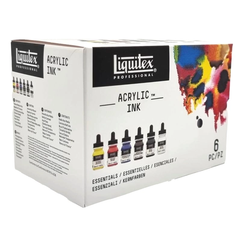 Ensemble de 6 bouteilles d'encre acrylique Liquitex® Ink! - 30 ml (1 oz) -  Couleurs essentielles