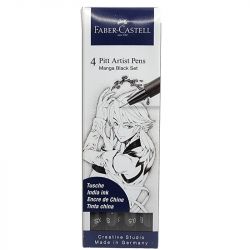 Pochette Manga de 4 feutres Pitt noir - Faber Castell
