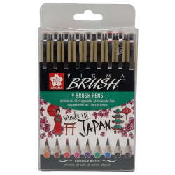 Pochette de 9 Feutres couleur Pigma Micron brush