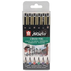 Pochette de 6 Feutres pinceau Pigma Micron brush