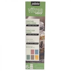 Coffret de 6 couleurs pastel découverte Vitrea 160 - Pébéo