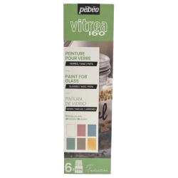 Coffret de 6 couleurs pastel découverte Vitrea 160 - Pébéo