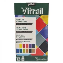 Coffret de 12 couleurs découverte Vitrail - Pébéo