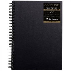 Carnet spirale noir portrait Goldline feuilles noires