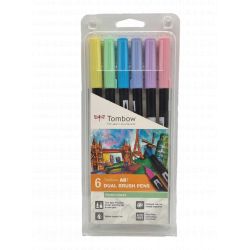 Pochette de 6 Feutres pastel double pointe Tombow - ABT