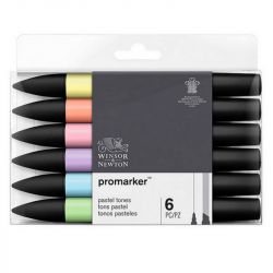 Marqueur Promarker assortiment de 6 tons Pastels - Winsor & Newton