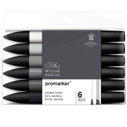 Marqueur Promarker Assortiment de 6 tons Neutres - Winsor & Newton