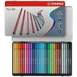 Coffret metal de 30 feutres Pen 68 - Stabilo
