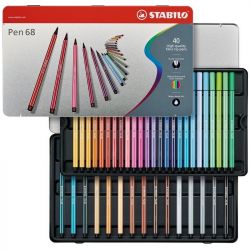 Coffret metal de 40 feutres Pen 68 - Stabilo