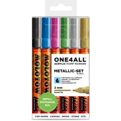 Marqueurs One4All set de 6 127HS 2mm Couleurs métalliques - Molotow