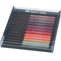 Coffret de 12 Feutres Pitt Artist pen Terra - Faber-Castell