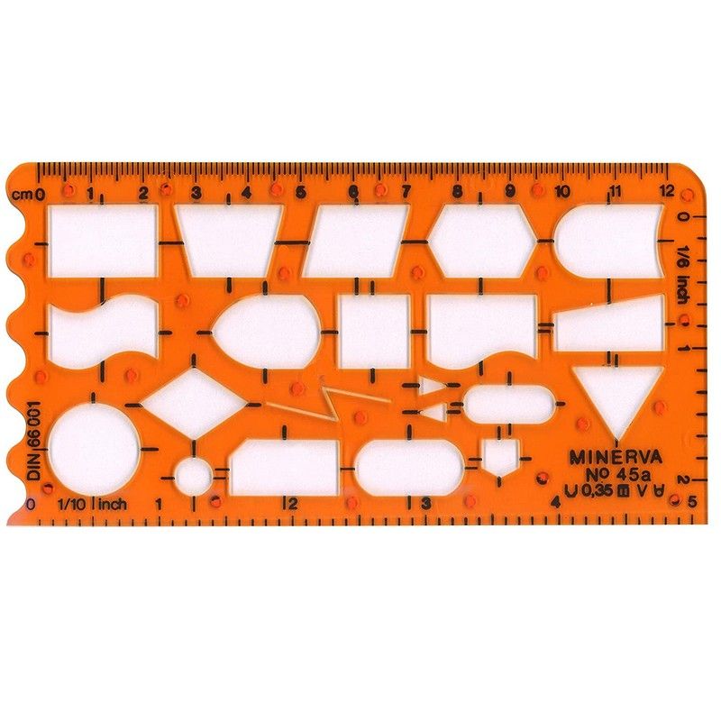 Gabarit à Ellipses Minerva 15° - N°44/15, Transparent Orange, Fabriqué En France, Pour Dessin Industriel Et Artistique - 9