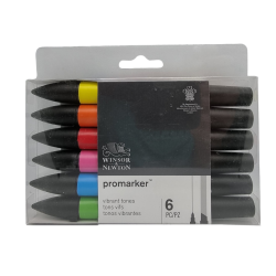 Marqueur Promarker assortiment de 6 tons Vibrants - Winsor & Newton
