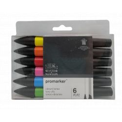 Marqueur Promarker assortiment de 6 tons Vibrants - Winsor & Newton