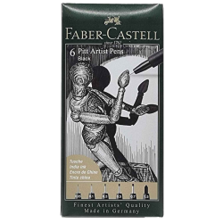 Pochette 6 feutres Pitt artist Pen Noir - Faber-Castell