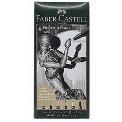 Pochette 6 feutres Pitt artist Pen Noir - Faber-Castell