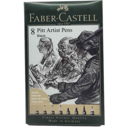 Pochette 8 feutres Pitt artist Pen Noir - Faber-Castell