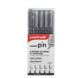 Set x5 feutres uni Pin Assortiment 2 - Uni-Ball