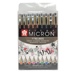 Pochette de 9 feutres couleur calibrés Pigma Micron 05/0.45mm