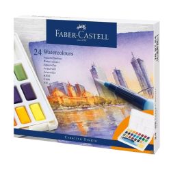 Coffret de 24 demi-godets de peinture aquarelle fine Creative Studio - Faber-Castell