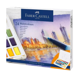 Coffret de 24 demi-godets de peinture aquarelle fine Creative Studio - Faber-Castell